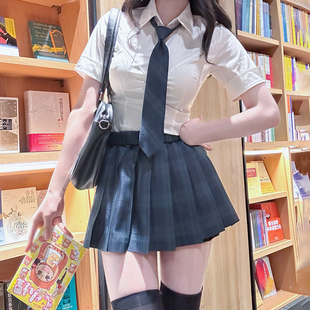 织野鹿JK制服原创收腰长短袖衬衫女日系夏季学院风修身显瘦白衬衣