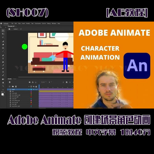(SH007)Adobe Animate 创建场景角色动画视频教程-中英字幕 2时