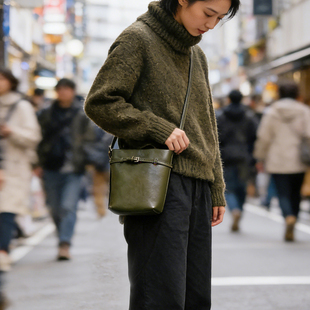 【QC清仓不褪焕】轻便夹层托特包植鞣牛皮单肩斜挎百搭女包