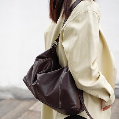 头层植鞣反绒双面牛皮轻便通勤包
