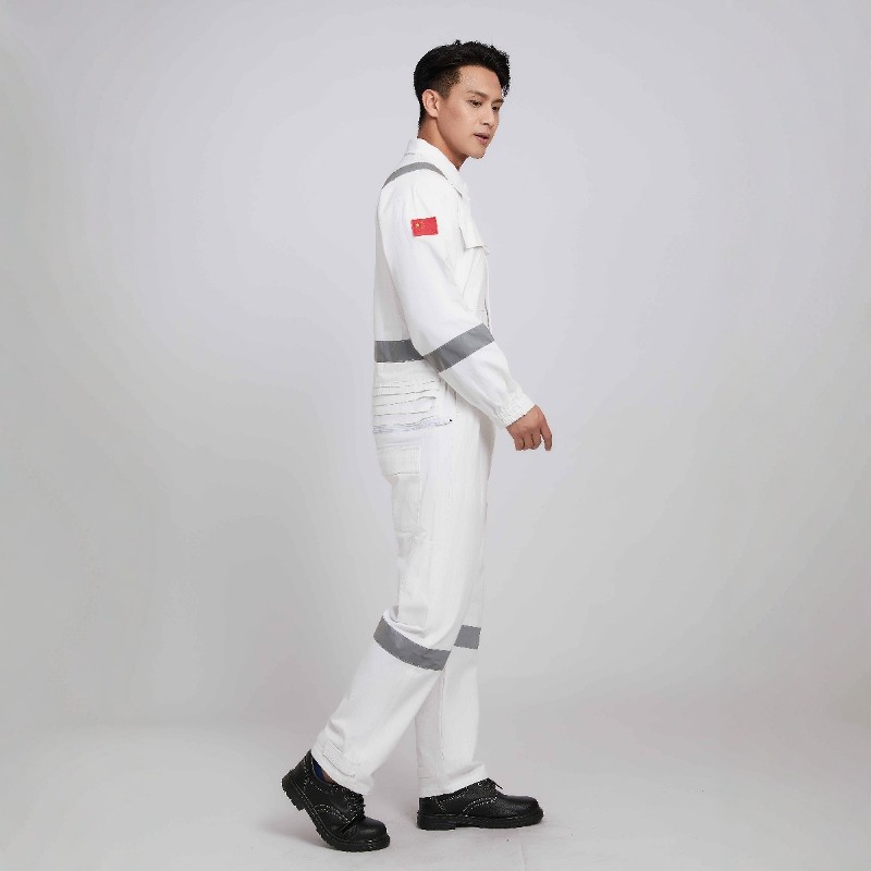 加厚纯棉连体工作服中石油反光条全棉工装船员船厂纯棉连体劳保服