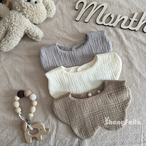 韩国纯棉纱布纯色口水巾