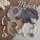 出口日本婴儿纯棉纱布围嘴六层柔软围兜防吐奶洋气卡通玩偶口水巾