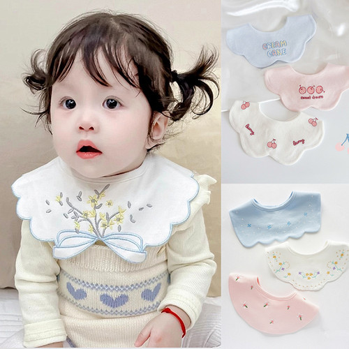 ins韩系可旋转圆形宝宝装饰围嘴