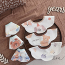 ins韩国新款漫画卡通棕色系列婴儿围嘴圆形防吐奶纯棉防水口水巾