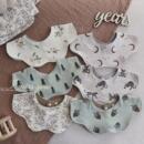 ins韩国双面婴儿纯棉花瓣旋转围嘴树叶360度超柔纯色了假领口水巾