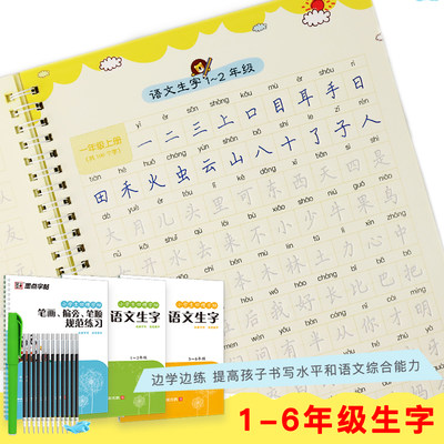 控笔字贴小学生字帖楷书练字本小学儿童初级练字神器反复使用练字板墨点小学生练字帖每日一练荆霄鹏楷书字帖 虎窝淘
