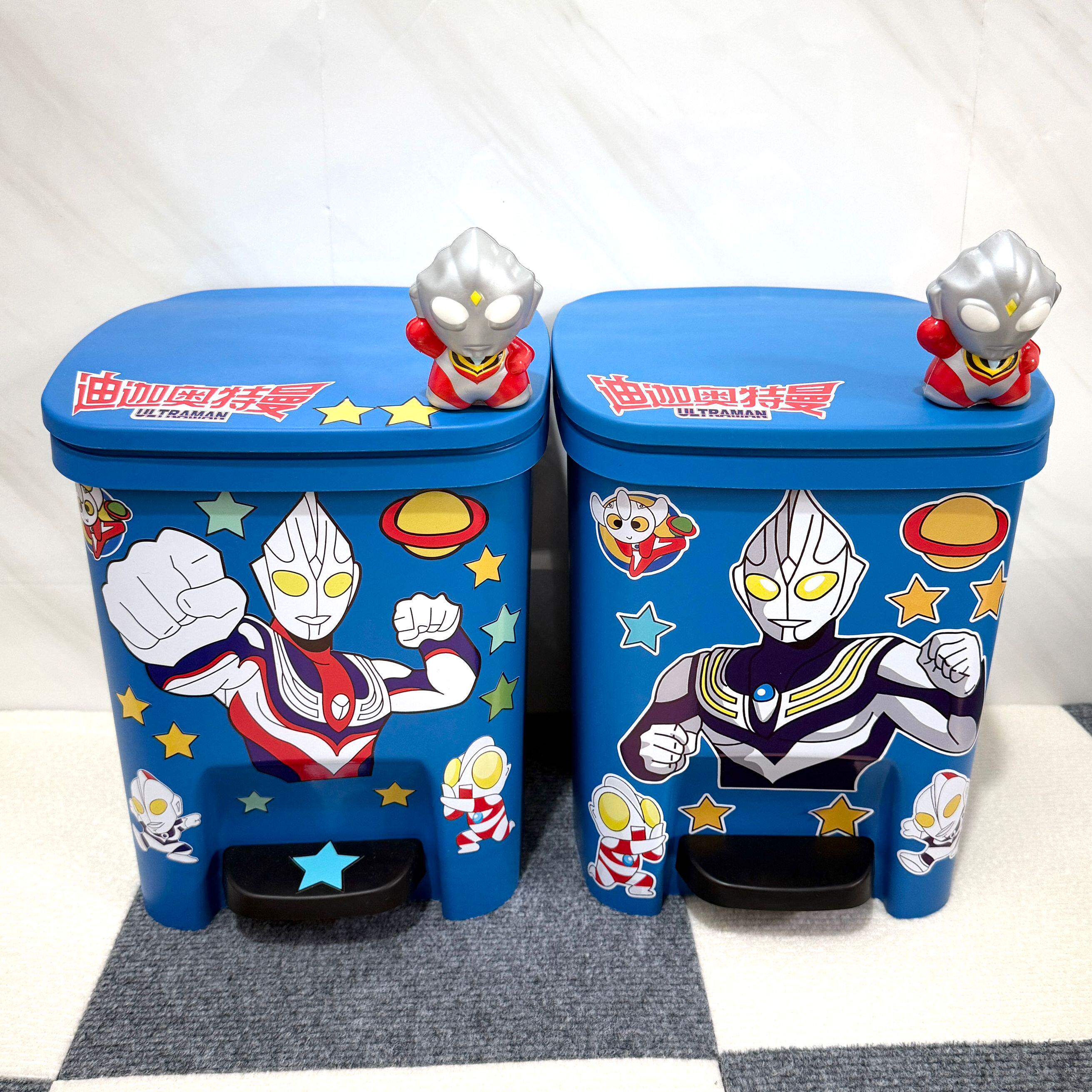 迪迦奥特曼垃圾桶卡通高颜值可爱创意家用男孩卧室大号容量脚踏式