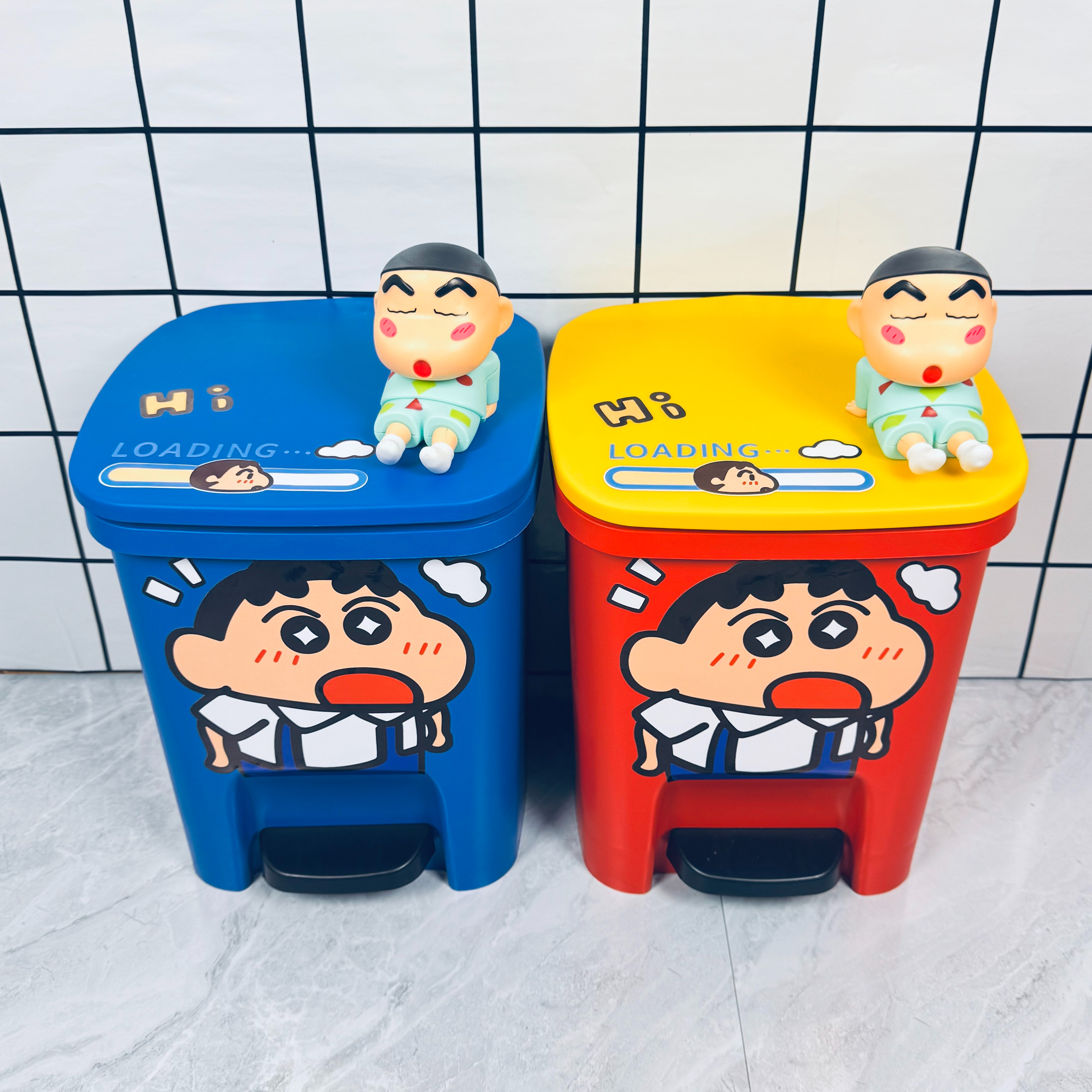 童年蜡笔小新高颜值垃圾桶家用卧室客厅大号大容量废纸篓带盖卡通
