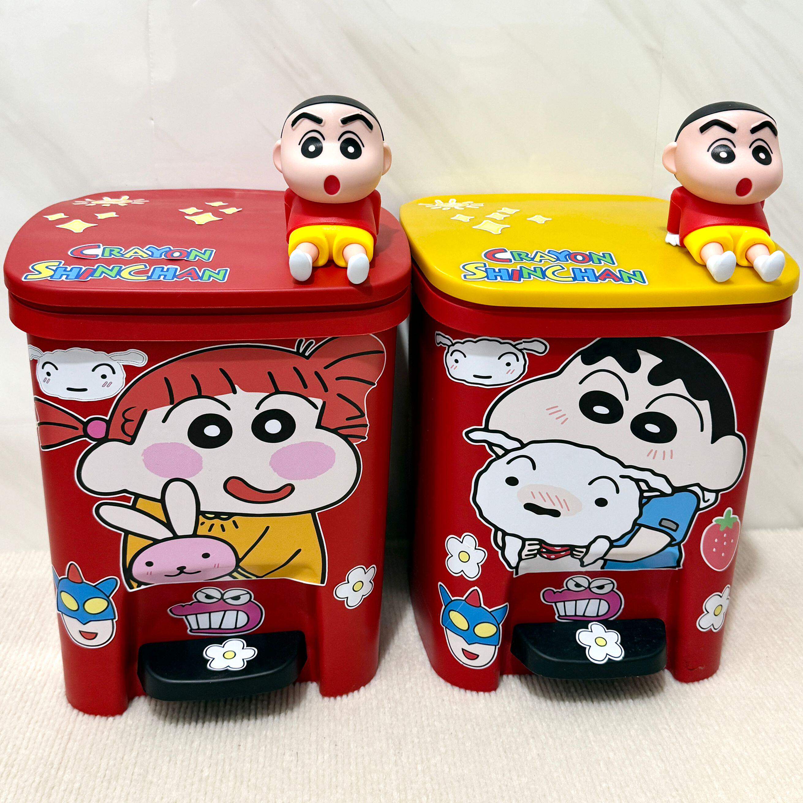 卡通蜡笔小新垃圾桶家用卧室客厅厨房高颜值大号容量脚踏式带盖子