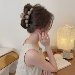 复古慵懒风格 高级感鲨鱼夹子气质百搭发量多盘发夹子发饰 抓夹女款