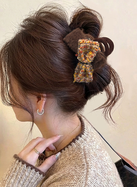 秋冬蝴蝶结抓夹女高级感夹子头饰发夹后脑勺大号发量大鲨鱼夹发饰