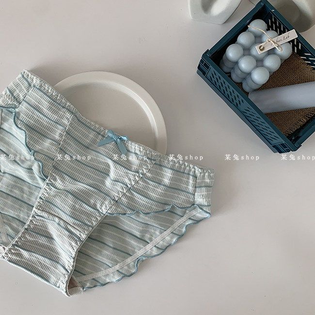 舒服的天蓝色baby蓝条纹ins风三角内裤少女低腰可爱卷边性感,女士内衣/男士内衣/家居服,女三角裤,淘宝优惠券,粉丝福利购,淘宝优惠卷