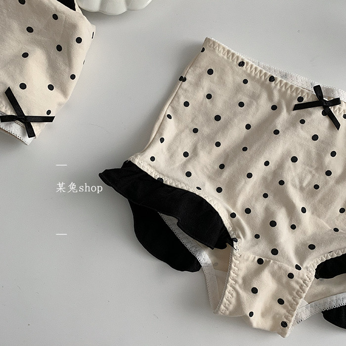海报少女复古法式浪漫波点小圆点少女内裤中腰包臀甜美荷叶边平角,女士内衣/男士内衣/家居服,女三角裤,淘宝优惠券,粉丝福利购,淘宝优惠卷