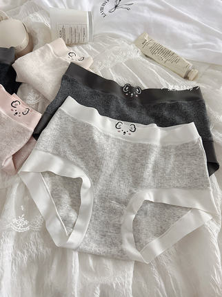 婴儿棉小浣熊舒服柔软透气7A抑菌纯棉裆部女士内裤中腰平角包臀