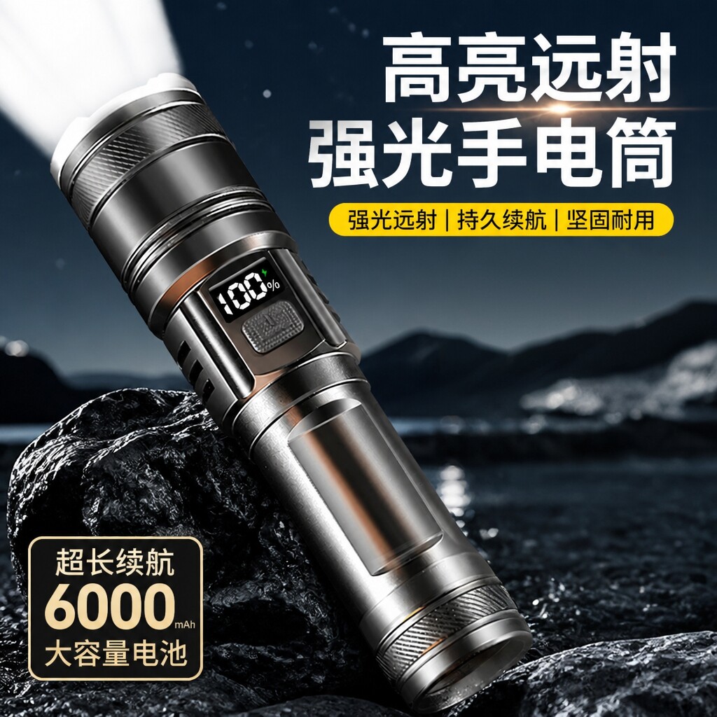 日本超亮手电筒强光充电户外激光家用小型迷你便携耐用多功能远射