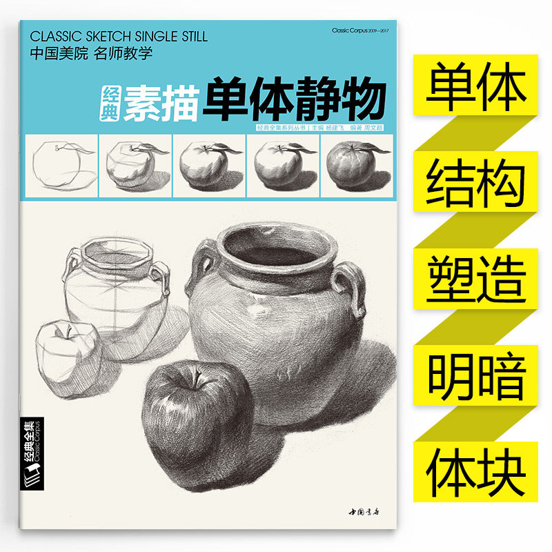经典全集素描单体静物名师教学8开临摹范本大画结构解剖与透视训练