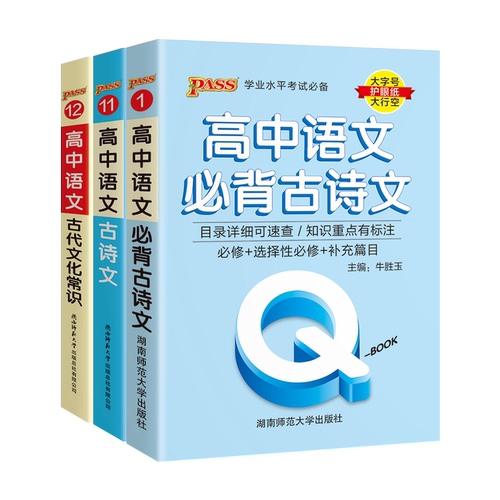 新高考版QBOOK高中语文必背古诗文古代文化常识人教版必修+选择性必修新教材学业水平考试大字号护眼纸大行空PASS绿卡图书正版