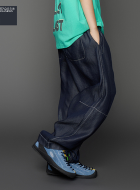 【冰丝】【凉丝丝】夏垂感薄牛仔长裤儿童裤子防蚊空调裤松紧腰