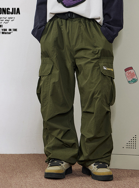 ZAIXIONGJIA◆绿色休闲长裤束口可调节松紧腰童装春秋新宽松童裤