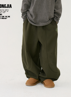 咸菜绿加绒加厚脚口可收到休闲长裤儿童裤子弯刀裤男女童装松紧腰
