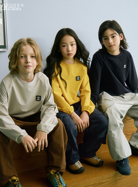 【三色】速干面料下摆可调节皮标圆领卫衣儿童上衣打底衫春秋新