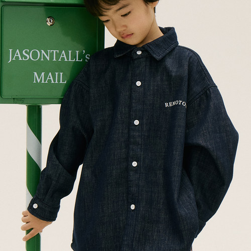 秋冬新儿童加绒牛仔衬衫儿童上衣外套打底衫男女童装宽松百搭软