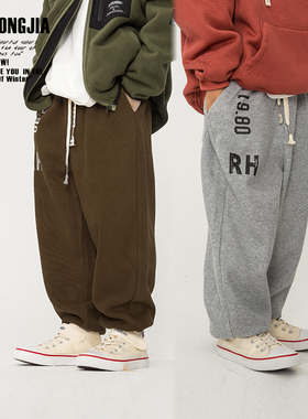 ZAIXONGJIA◆两色加绒厚实运动卫裤长裤男女童装宽松舒适冬季新