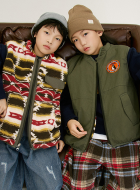 好看一衣两穿两面穿摇粒绒户外工装马保暖冬季新品贴布男女童装