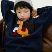 儿童上衣秋冬打底衫 新年卡通毛巾绣套头柔软舒适毛衣童装 马年