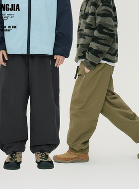 加绒加厚两色休闲哈伦长裤松紧腰男女童装春秋新宽松棉童裤