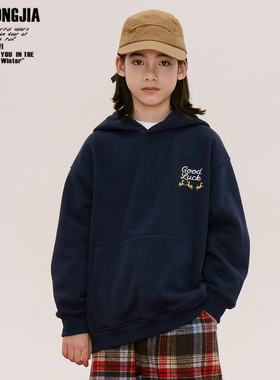 【两色马年新年】一体绒连帽卫衣后背小码贴布童装打底衫上衣棉