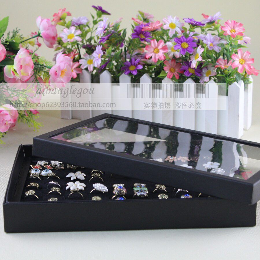 特价 100孔纸质有盖首饰盒 戒指展示盒带盖子首饰盒 耳钉盒戒指盒