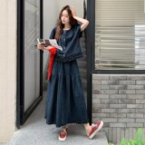 2C270-2852-P165-K238薄木耳边牛仔套装裙，女装套装/套裙，2C270