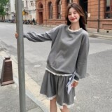 C270-2729-P155-K228春款羊毛绒拼花边套装裙，女装套装/套裙，2C270