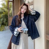2C270-2876-P145-K198袖口拼接条纹牛仔外套，女装短外套，2C270