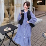 C270-2728-P160-K238新品马甲格子加鱼尾裙套装，女装连衣裙，2C270