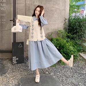 2C270-2872-P175-K258 点子沙马甲+长袖裙子图片