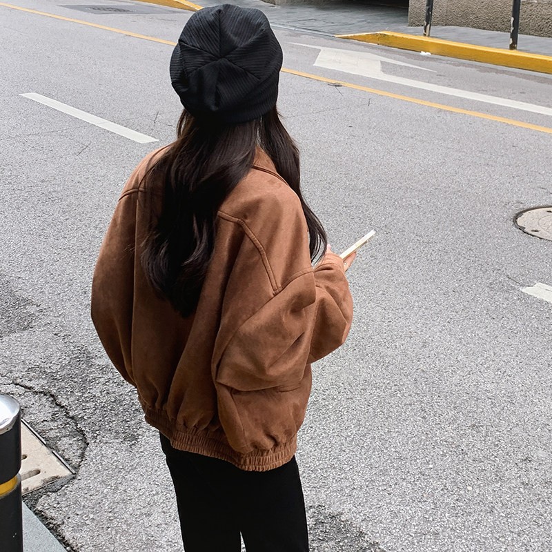 2C270-837-P125-K188春款棒球服短款麂皮绒夹克外套,女装短外套,2C270