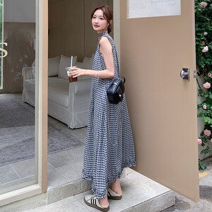 2C270-2827-P120-K178 新款格子腰带长款连衣裙图片