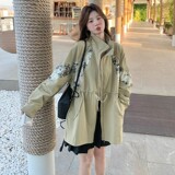 C270-2777-P160-K228拼色工装收腰风衣，女装风衣，2C270