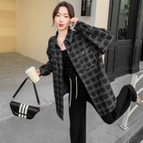 C270-2738-P125-K1882色格子牛仔衬衣式外套，女装衬衫，2C270