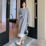 C270-2735-P135-K198自制长款拼接雪纺连衣裙，女装连衣裙，2C270