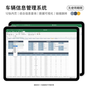 Excel车辆管理系统调度出行统计台账费用支出登记本报表|一只咸鱼