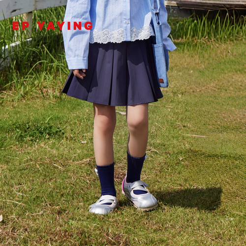 女童新款蝴蝶结腰头百褶A字裙半身裙