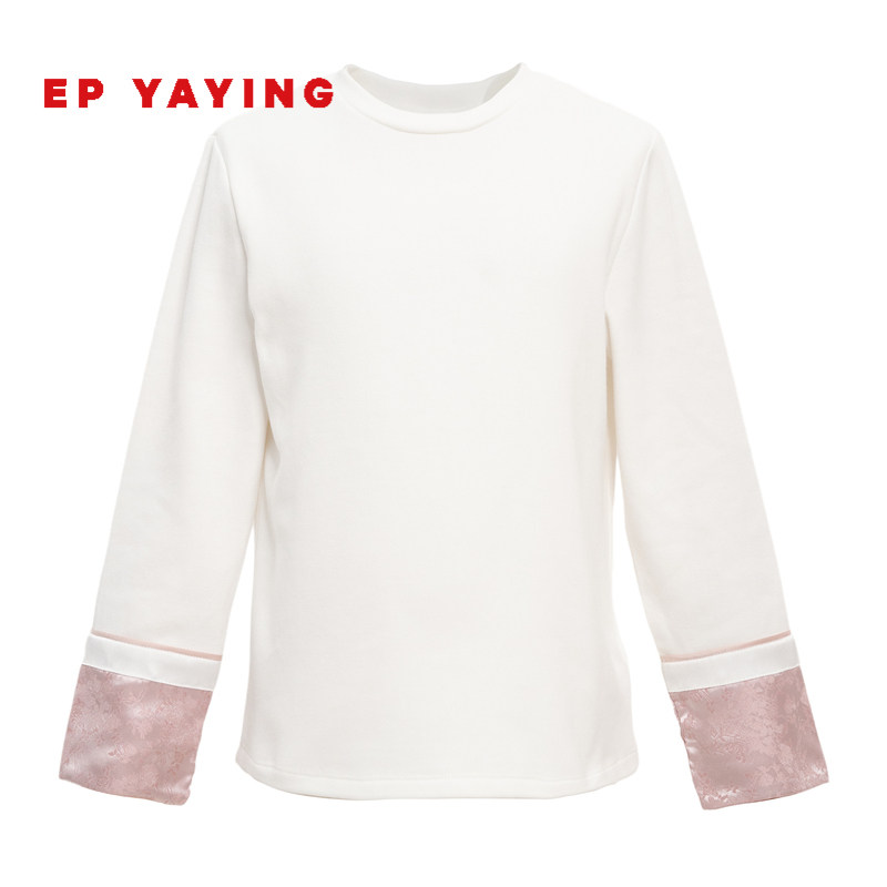 [商场同款]EP雅莹童装秋女童新款时尚拼接圆领宽松卫衣上衣
