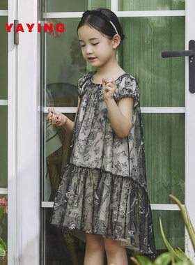 EP雅莹童装春夏天使图案公主裙网纱刺绣拼接连衣裙