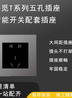 悠觅T系列灰色大间距配套插座