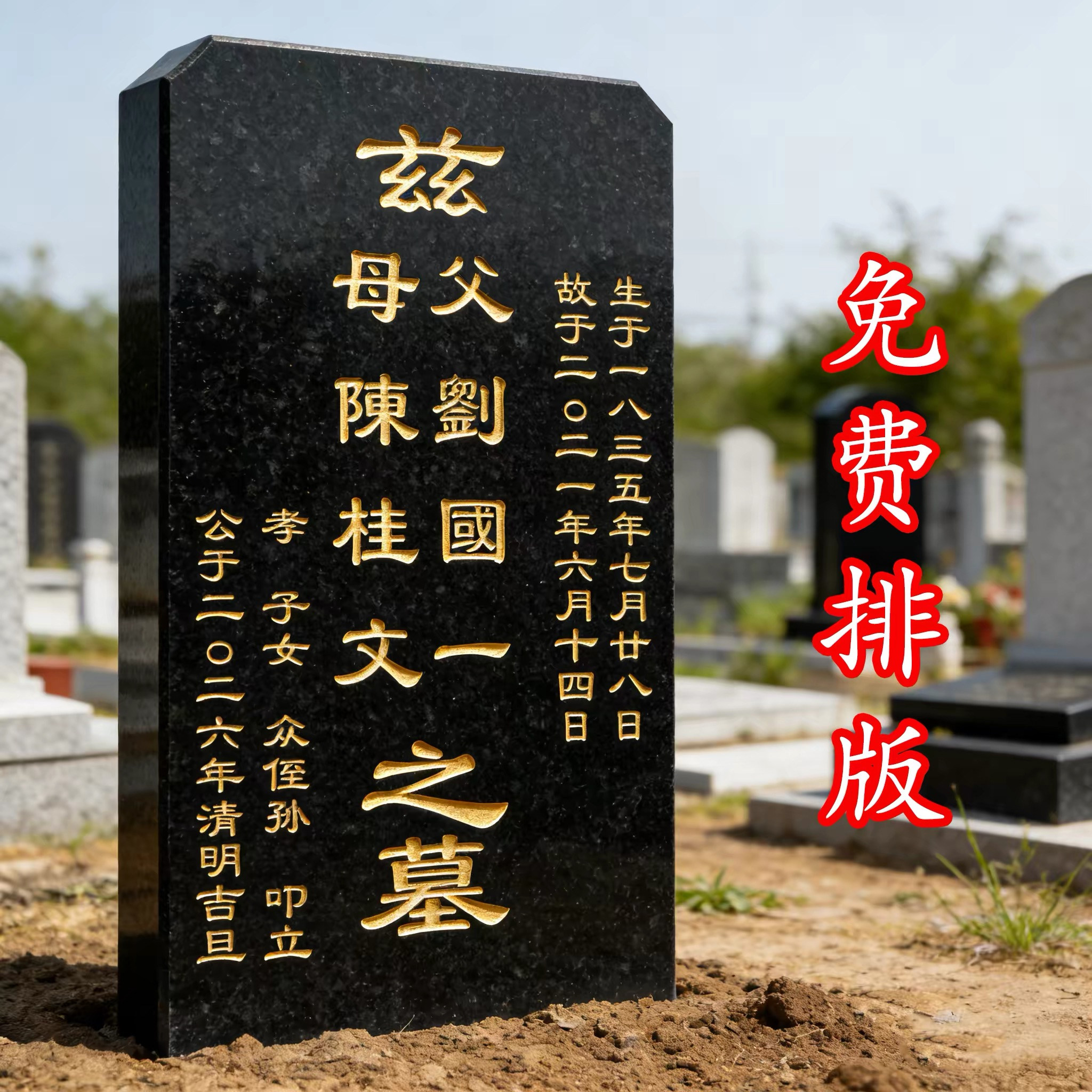 花岗岩墓碑石碑刻字定制修墓
