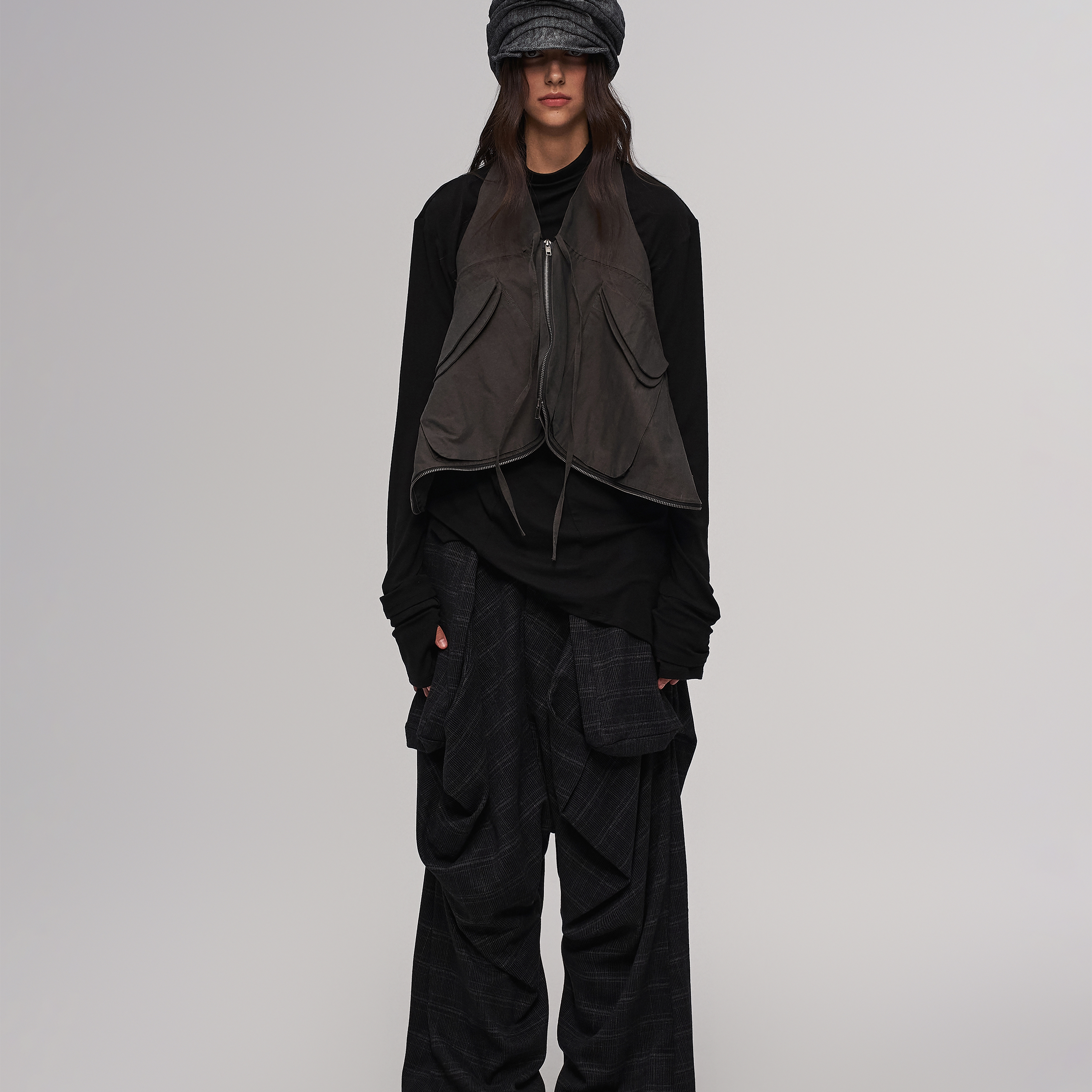 「 凌鸦ILNya 」差池_黑绿 战术马甲包 纯棉多用途马夹单肩包